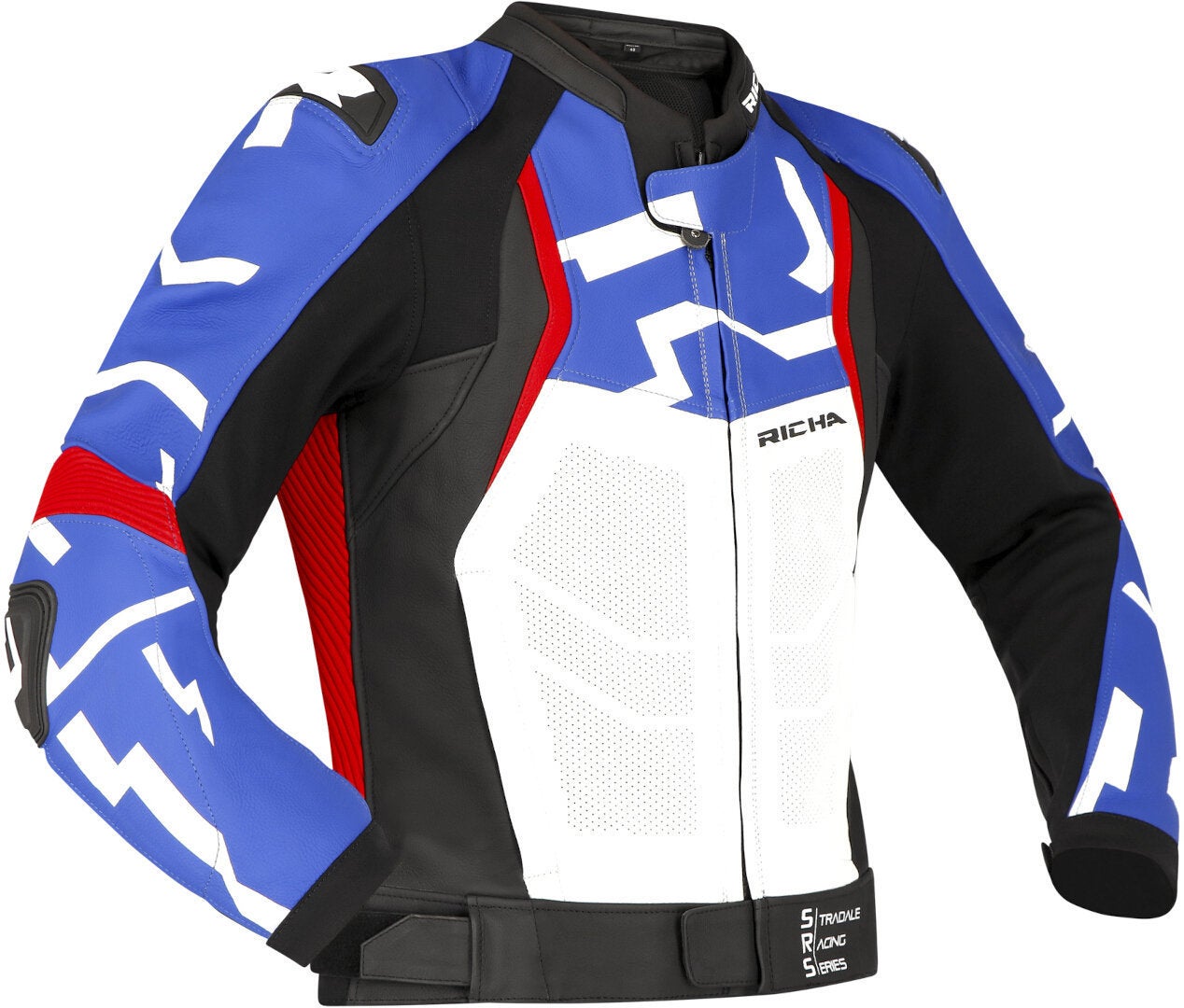 Richa Stradale perforated Motorcycle Leather Jacket blue/white/black/red 54 Figure 1