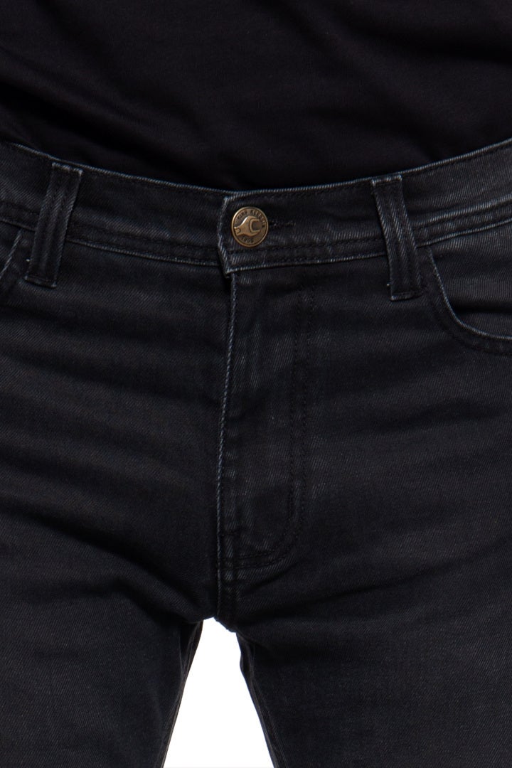 Side view of King Kerosin Kustombuilt Black Motorcycle Textile Pants