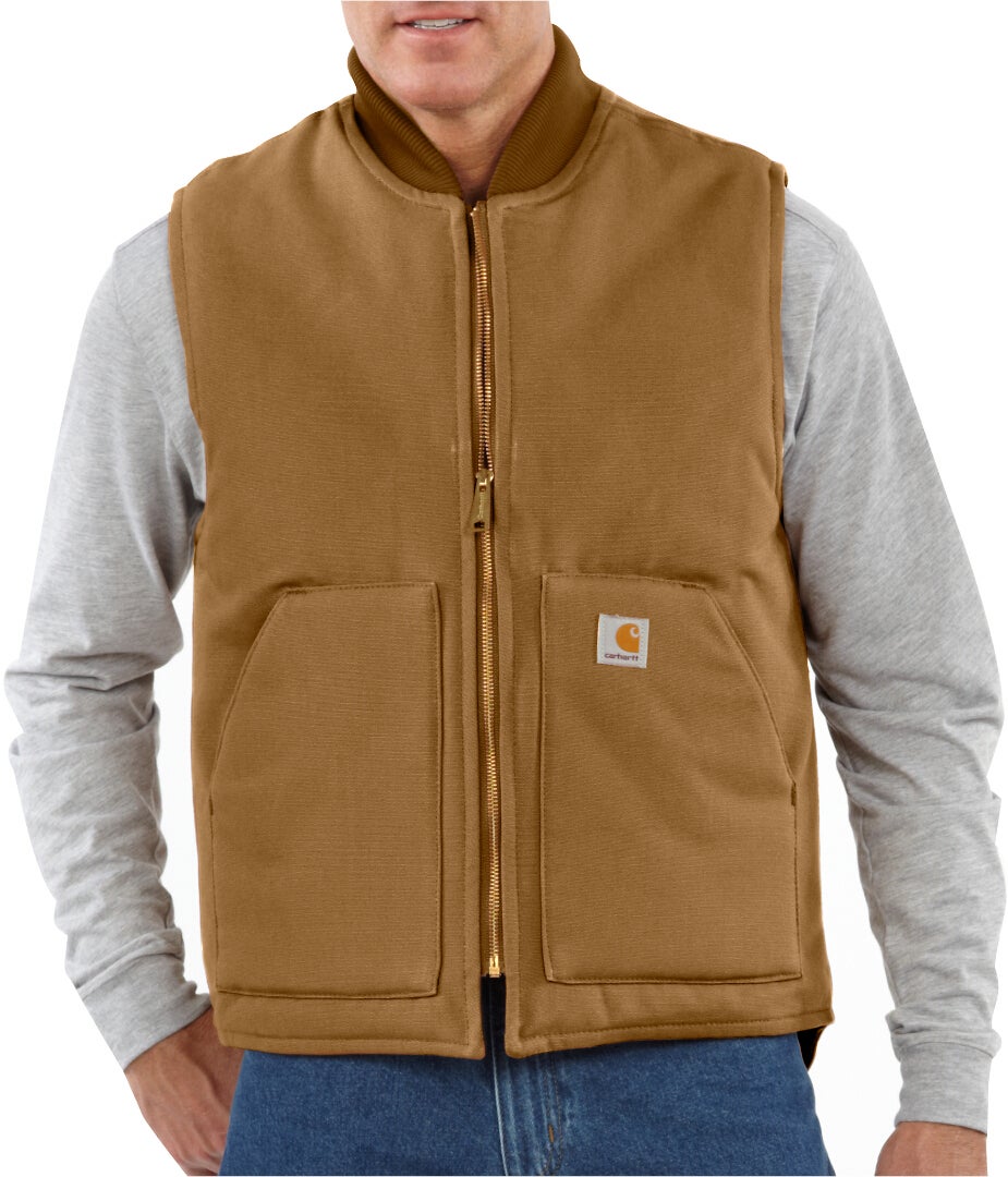Side view of Carhartt Relaxed Fit Firm Duck Insulated Rib Collar Vest