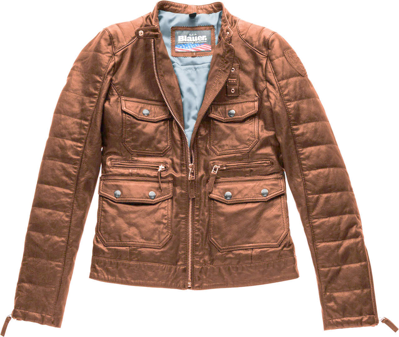 Blauer USA Rider Pocket Padded Jaqueta de couro das senhoras marrom S Figura 1