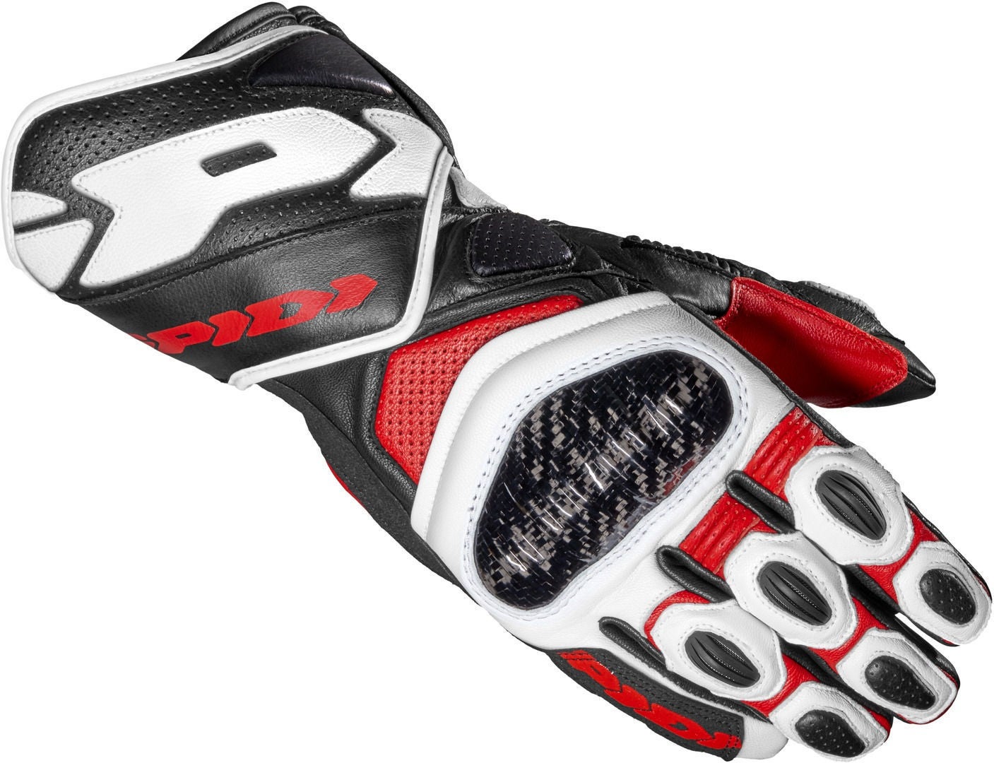 Spidi Carbo 7 Motorcycle Gloves black/white/red XL Figure 1