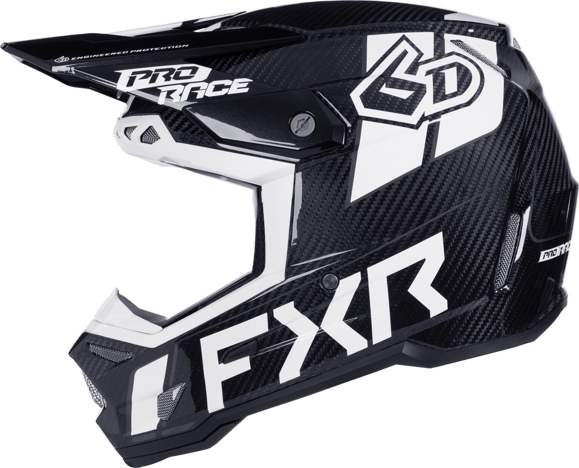 Side view of FXR 6D ATR-3Y Carbon Youth Motocross Helmet