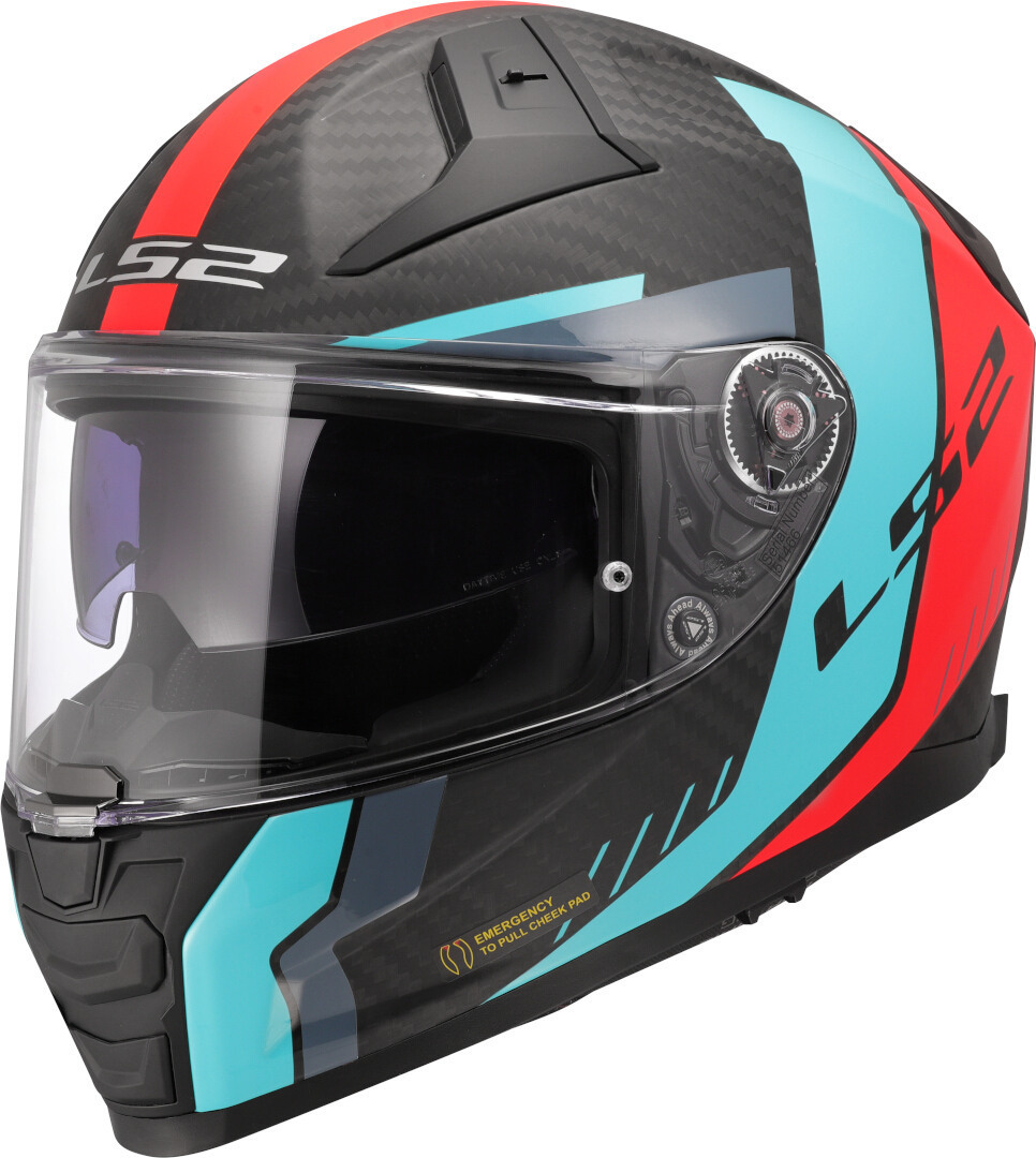 LS2 FF811 Vector II Carbon Grid Casco Rosso opaco/turchese M (57/58) Figura 1