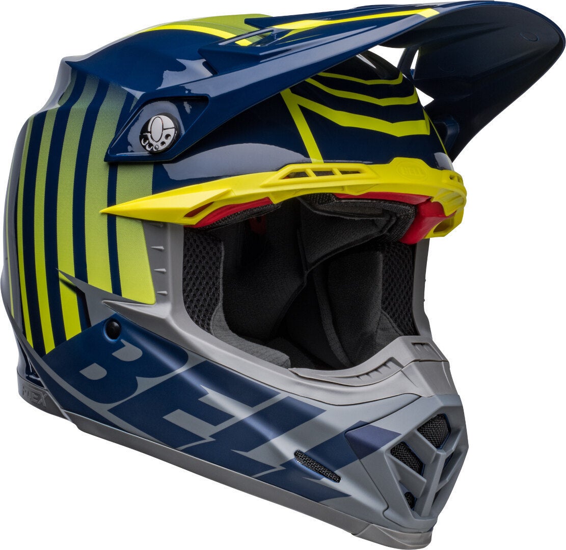 Bell Moto-9S Flex Sprint Casco Motocross blu/neon-giallo L Figura 1