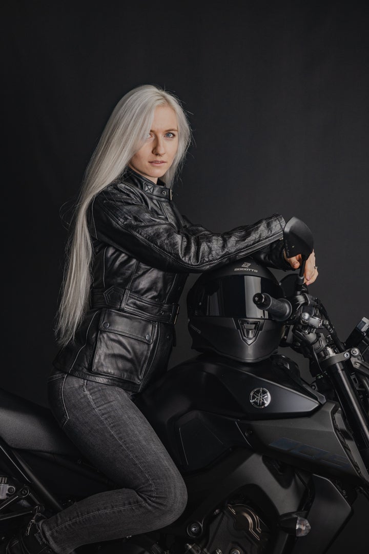 Black-Cafe London Madrid Damen Motorrad Lederjacke schwarz M Abbildung 5