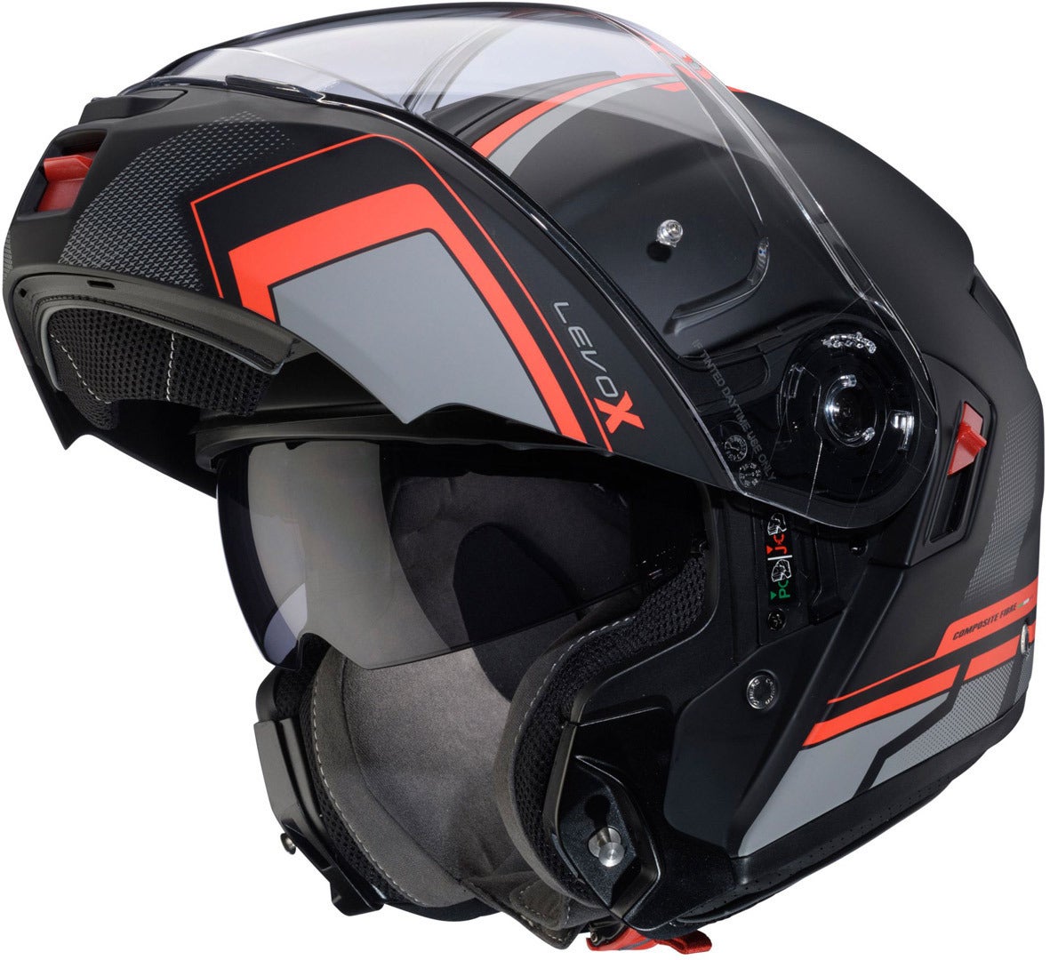 Caberg Levo X Elite Helm zwart mat/grijs/rood Verlies (59/60) Figuur 4