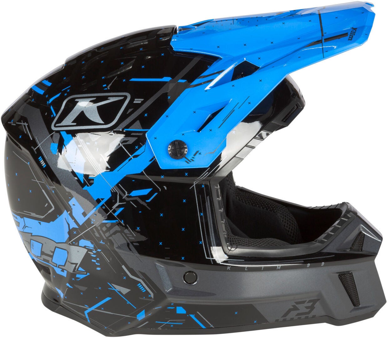 Klim F3 Recoil Motokrosová přilba černá/modrá XXXL (64/65) Obrázek 6