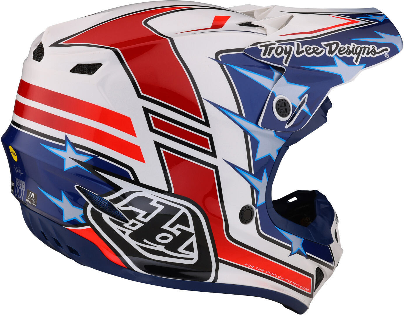 Troy Lee Designs SE4 Polyacrylite Flagstaff MIPS Casco da motocross rosso/bianco/blu M (57/58) Figura 7