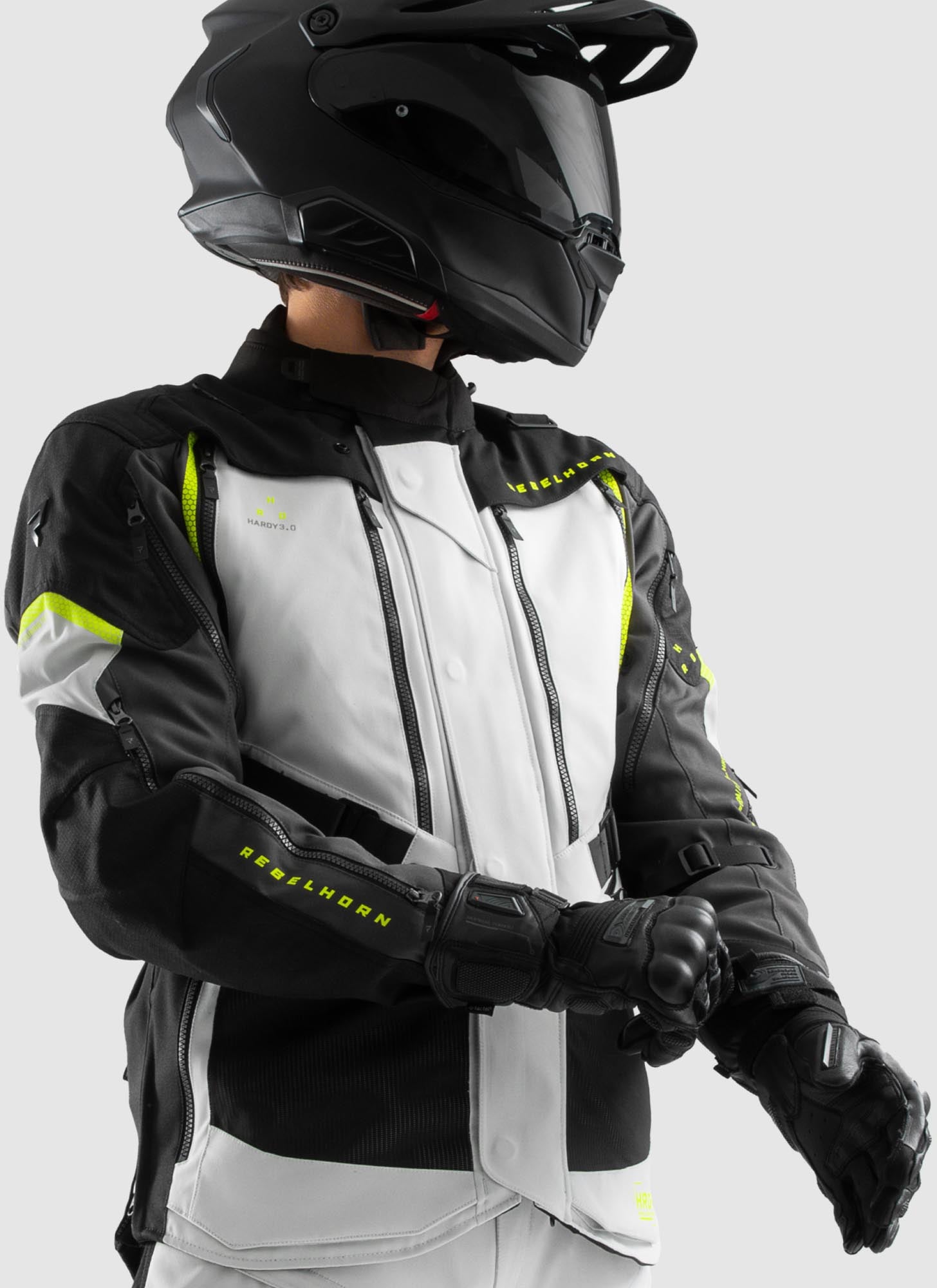 Rebelhorn Hardy 3.0 waterproof Motorcycle Textile Jacket black/grey/yellow 5XL Figure 24