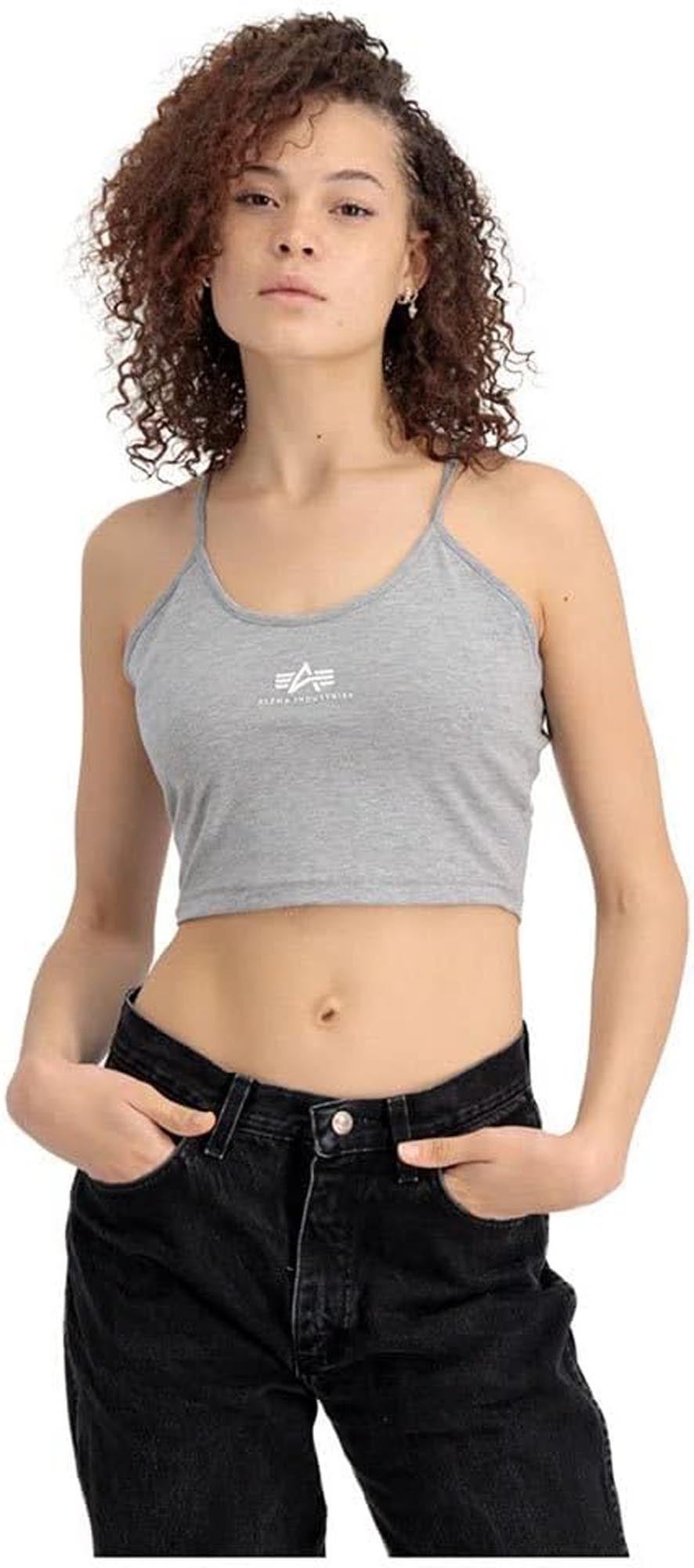 Alpha Industries Basic Crop SL 女士上衣 灰色 XS 图1