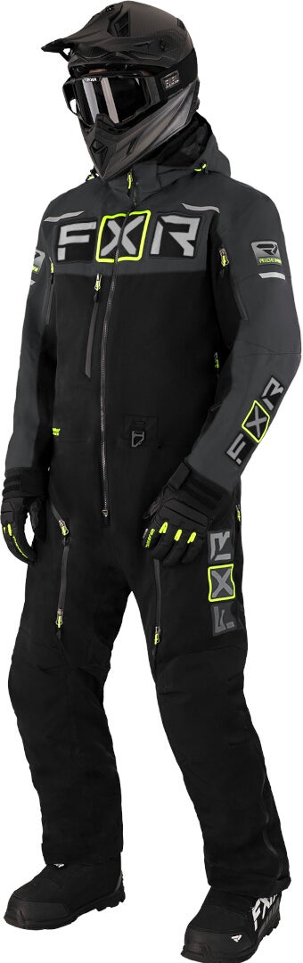 FXR Maverick Lite One Piece Snowmobile Suit black/grey/yellow Short S Figure 1