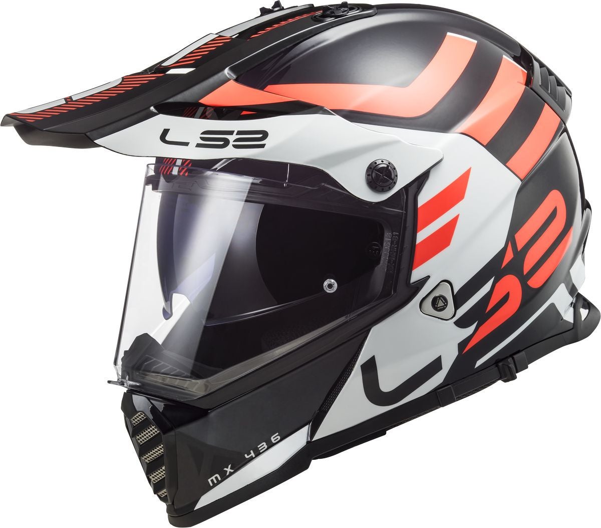 LS2 MX436 Pioneer Evo Adventurer Motocross hjelm sort/hvid/orange M (57/58) Figur 1