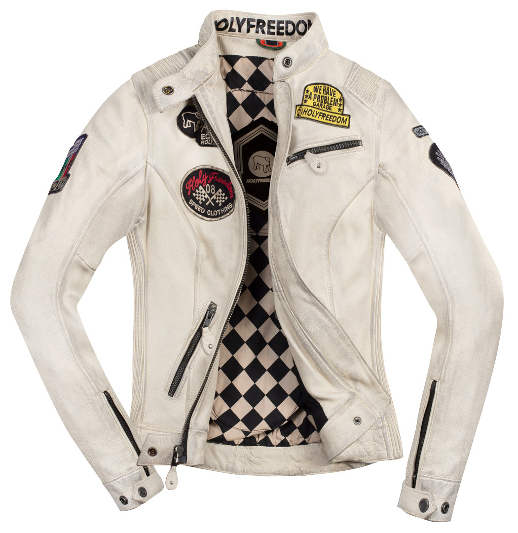 HolyFreedom Zero Damen Motorrad Lederjacke creme L Abbildung 2