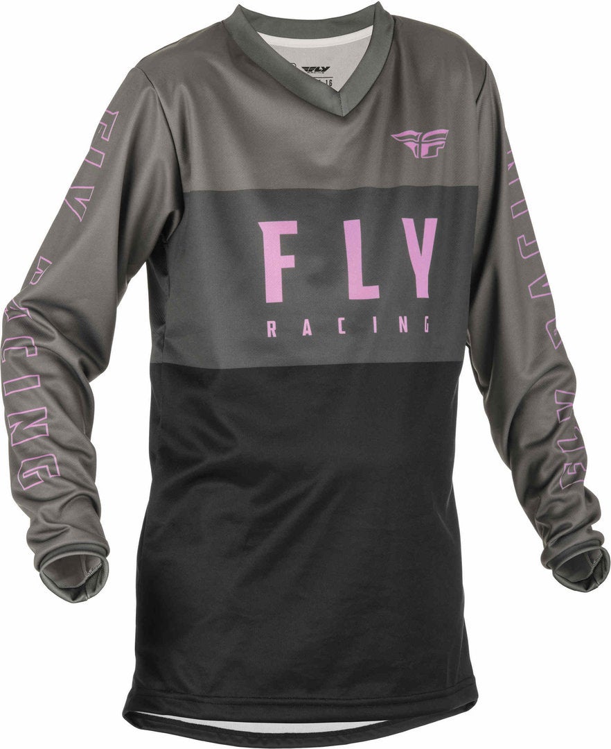 Fly Racing F-16 Motocross trøje til børn sort/grå/pink YL Figur 1