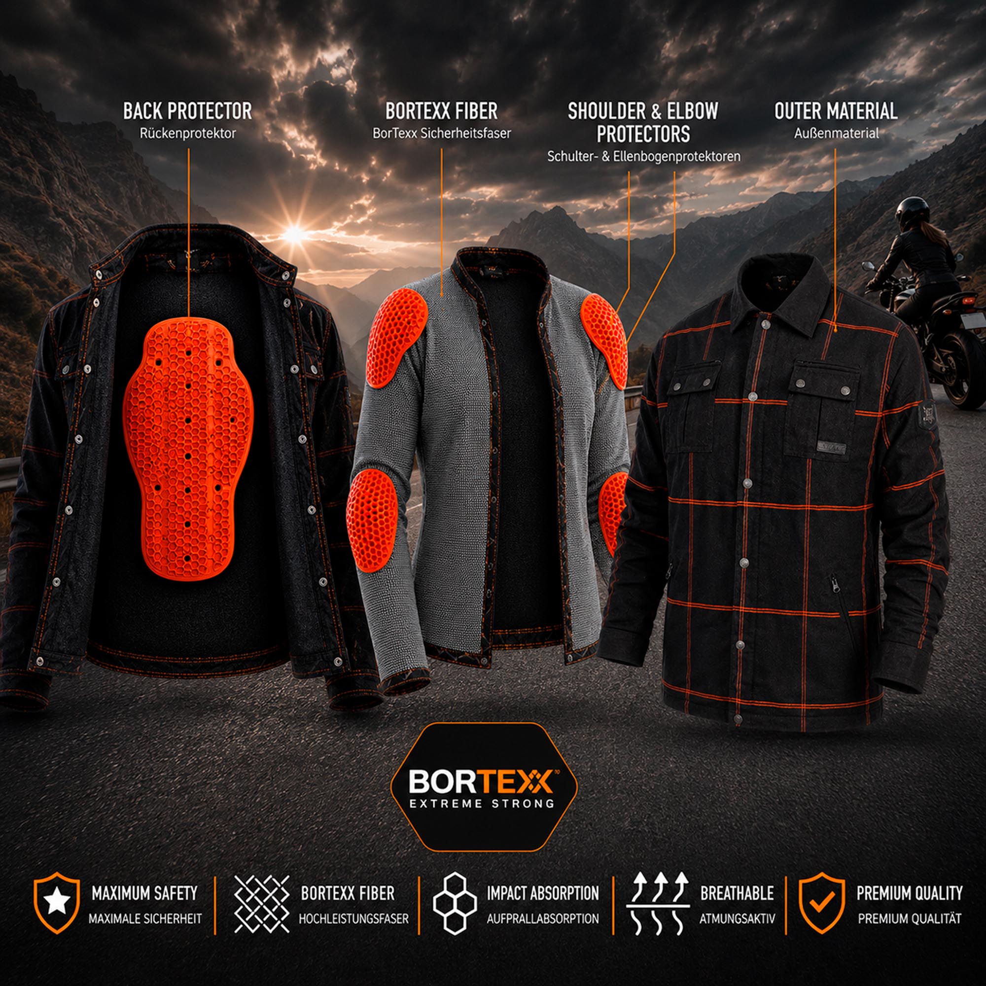 Bores Lumberjack Premium Plus Bortexx Motorcycle Shirt AAA black/grey S Figure 5