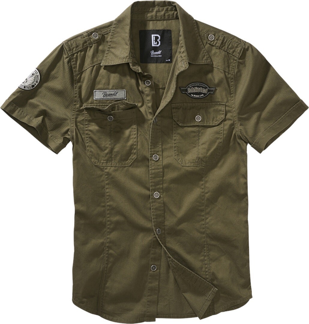 Brandit Men's Olive Luis Vintage Short Sleeve Shirt