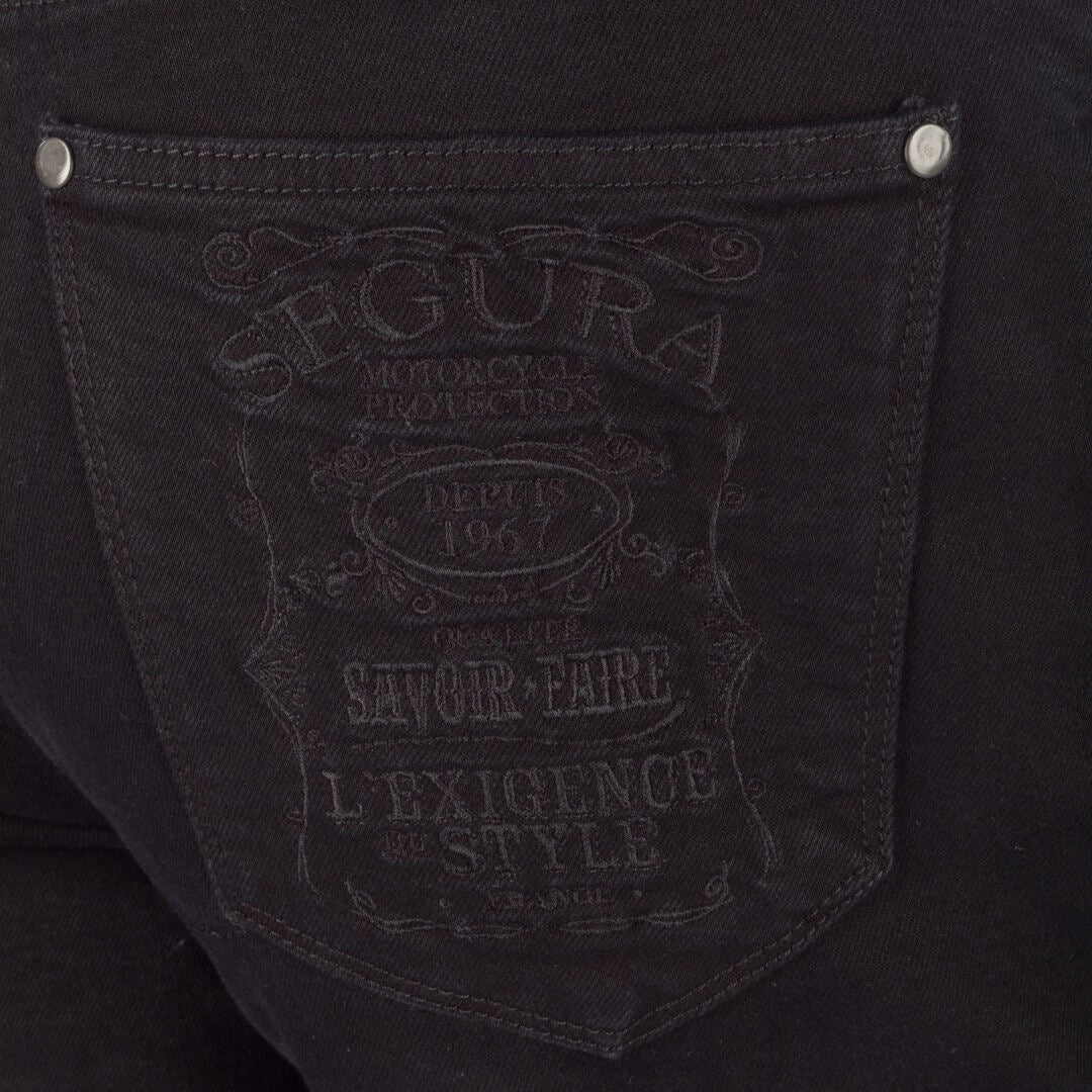 Side view of Segura Cosmic Motorcycle Jeans