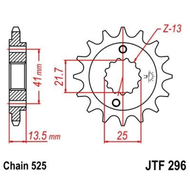 JT SPROCKETS Stålbullerfri främre kedjehjul - 525 Figur 2