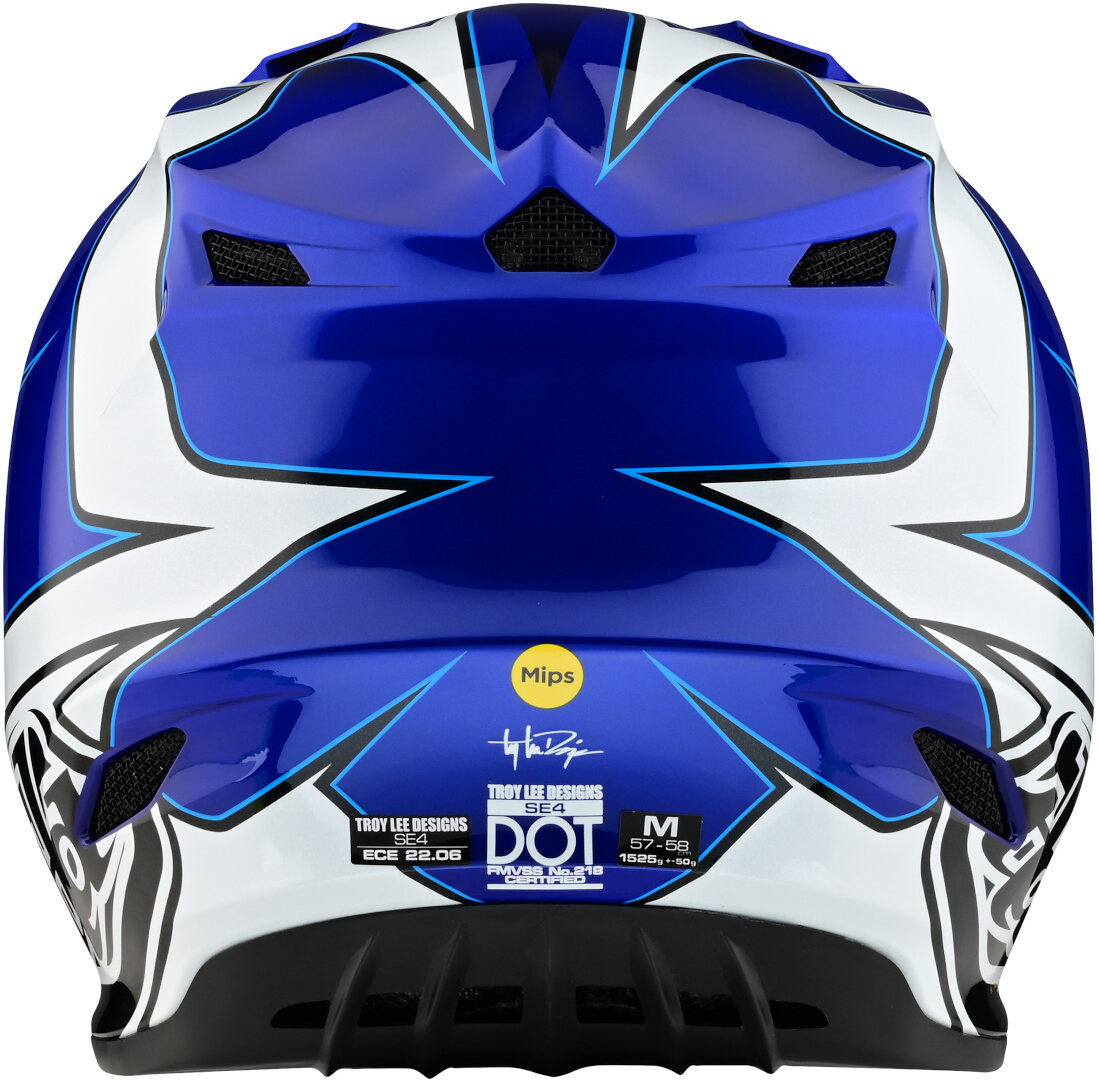 Troy Lee Designs SE4 Polyacrylite Matrix MIPS Casco da motocross blu/argento M (57/58) Figura 4