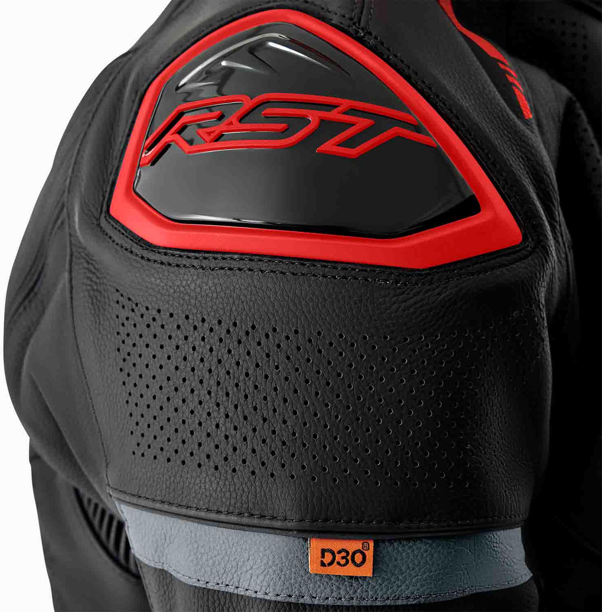 RST S1 D3O Veste en cuir de moto perforée noir/rouge 56 Figure 3