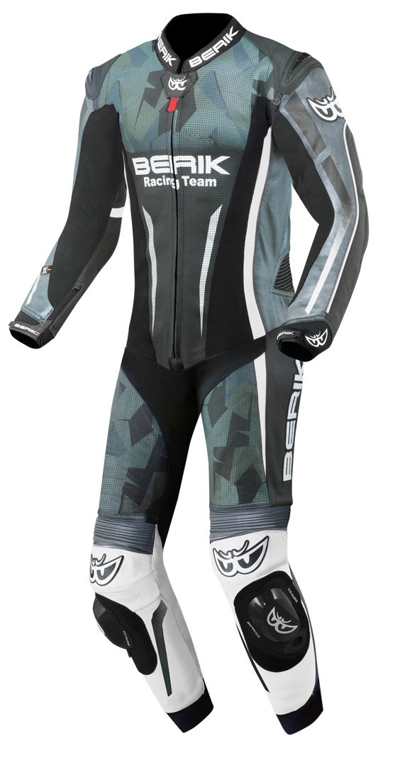 Berik Camo Track geperforeerd eendelig motorfiets lederen pak wit/groen 60 Figuur 1