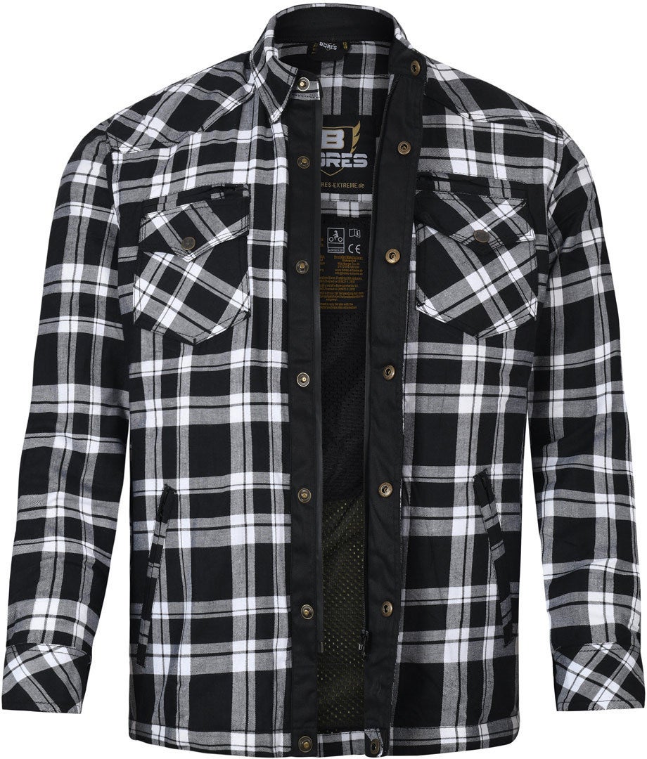 Bores Lumberjack Premium Camicia da moto Bianco/nero M Figura 1