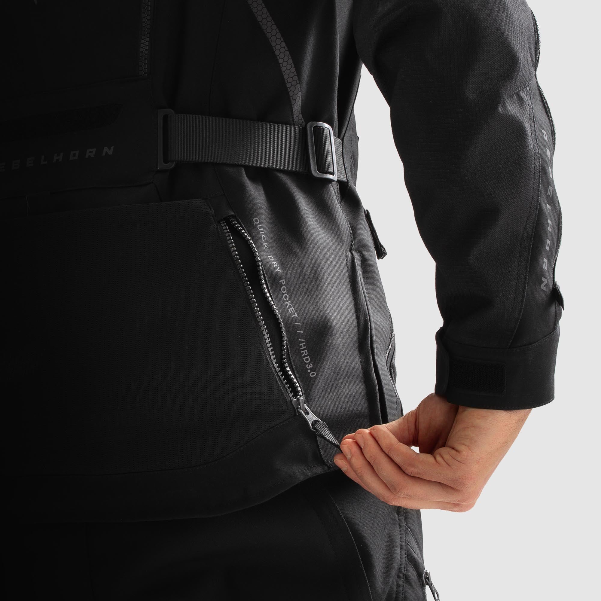 Side view of Rebelhorn Hardy 3.0 waterproof Motorcycle Textile Jacket