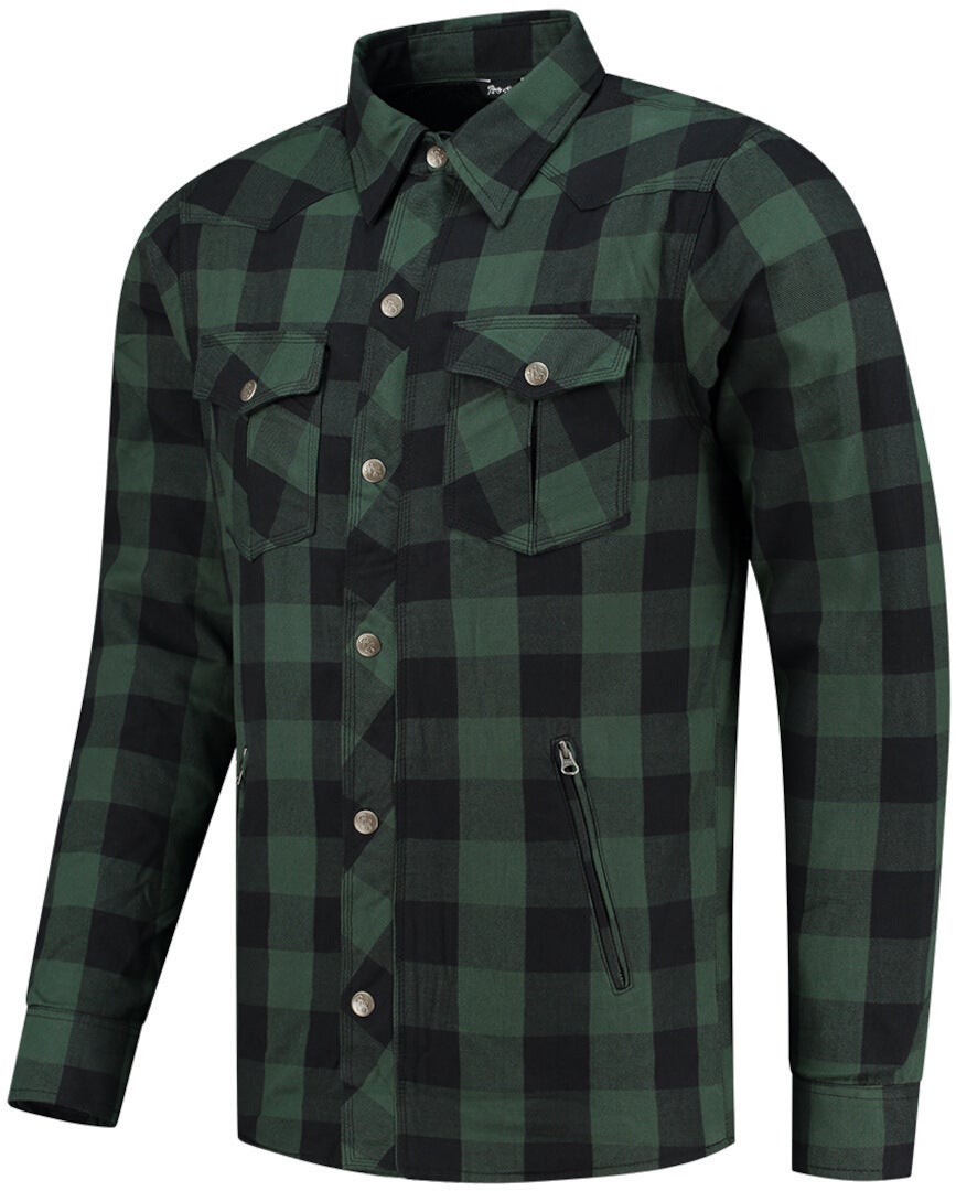 Rusty Stitches Neil Camicia da moto nero/verde XXL Figura 1