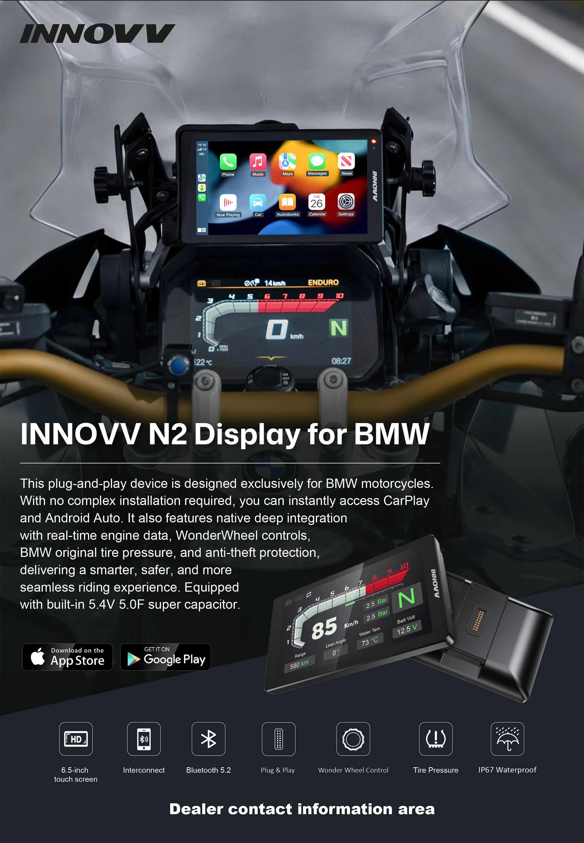 INNOVV N2 BMW Motorcykelmultimediasystem Figur 13