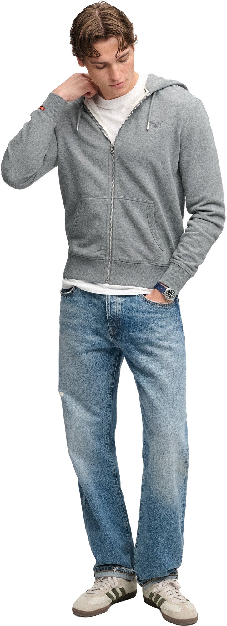 Superdry & Co Essential Logo Zip-Hoodie siva S Slika 3