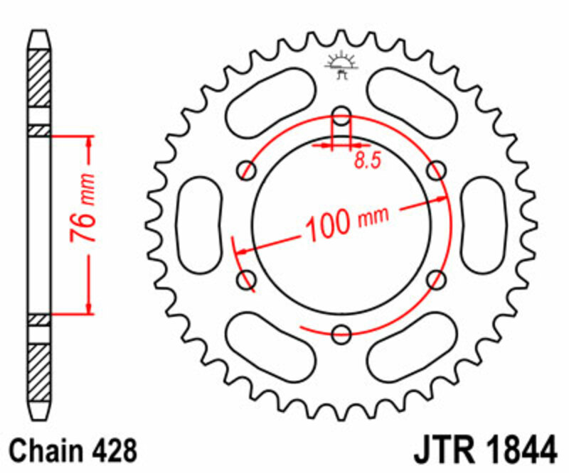 JT-DRIVHJUL Standard stålkrona 1844 - 428 Figur 1