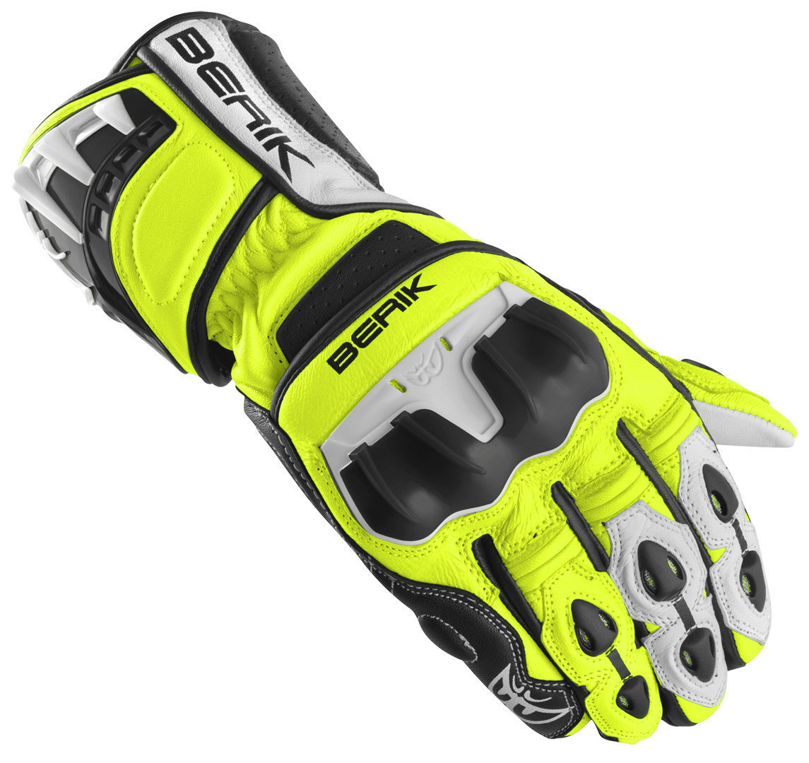 Berik Track Plus Motorcycle Gloves čierna/biela/neónovo-žltá M Obrázok 1