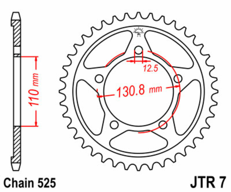 JT SPROCKETS Steel Standard Rear Sprocket 7 - 525 Figure 2