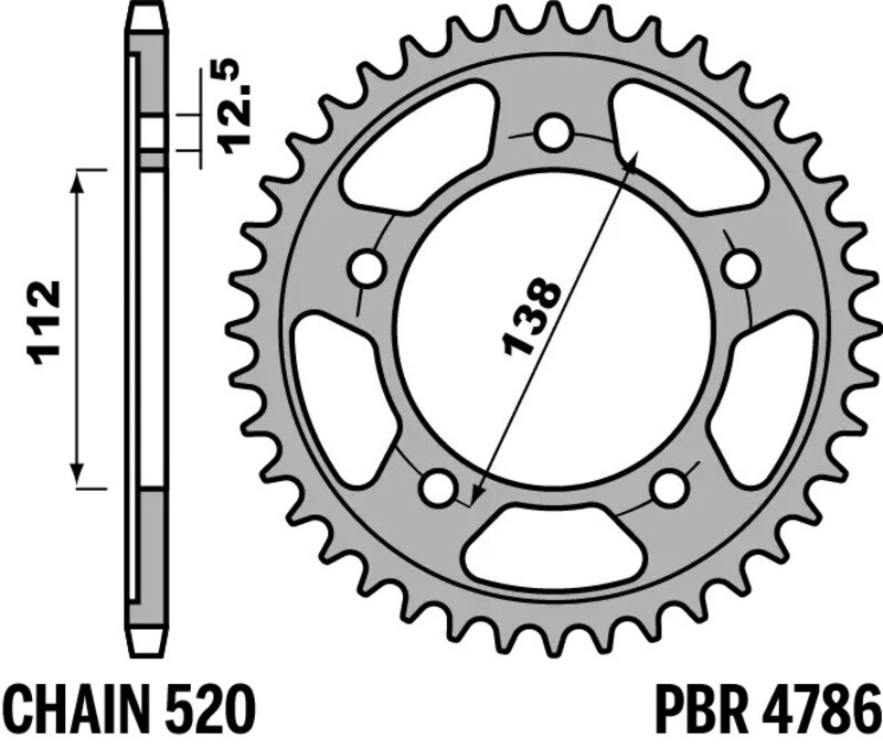 PBR Standard C45 Steel Rear Sprocket - 520 Figure 1