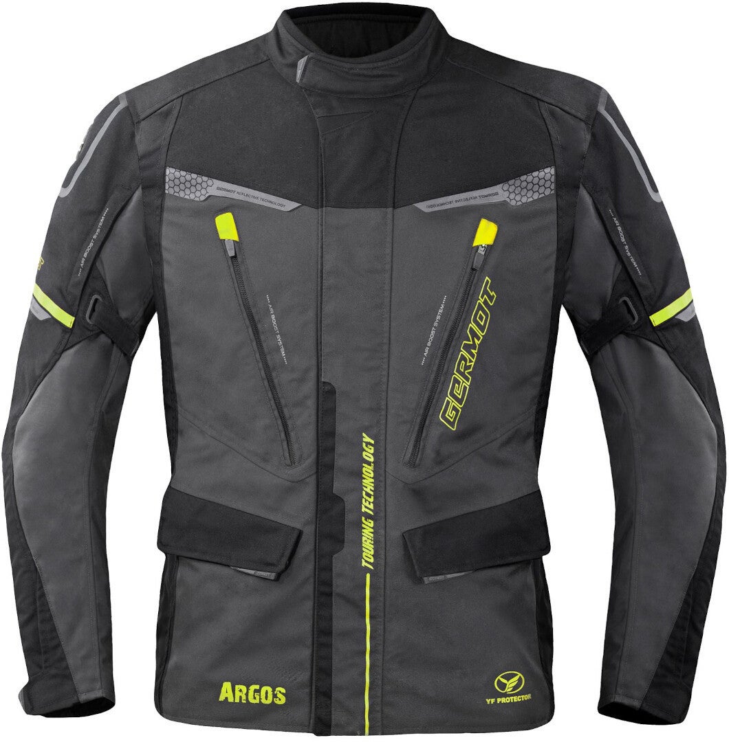 Germot Argos wasserdichte Motorrad Textiljacke schwarz/grau/fluo-gelb 3XL Abbildung 1