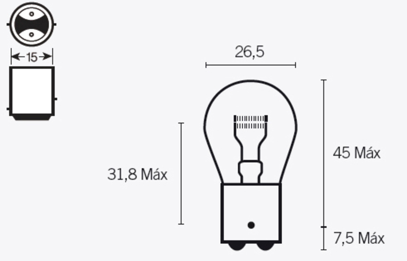 TECNIUM Glödlampa S25 12V 21/5W - x10 Figur 2