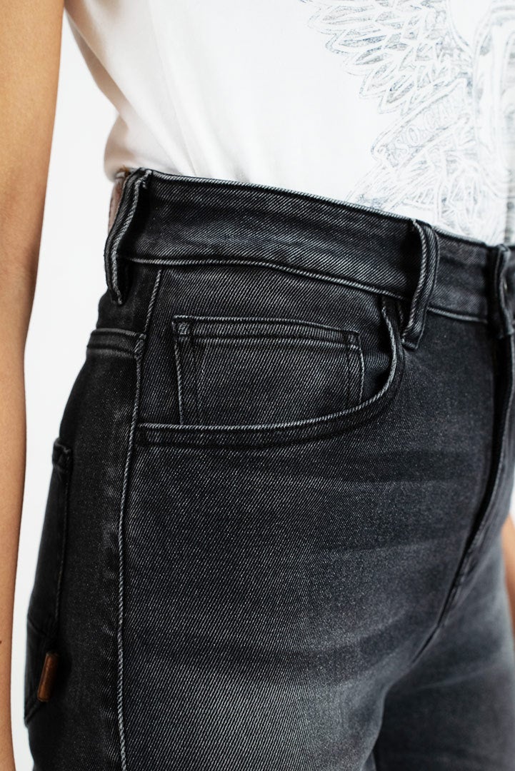 Rokker Tech High Waist Dames Motorfiets Jeans Short 26 Figuur 5