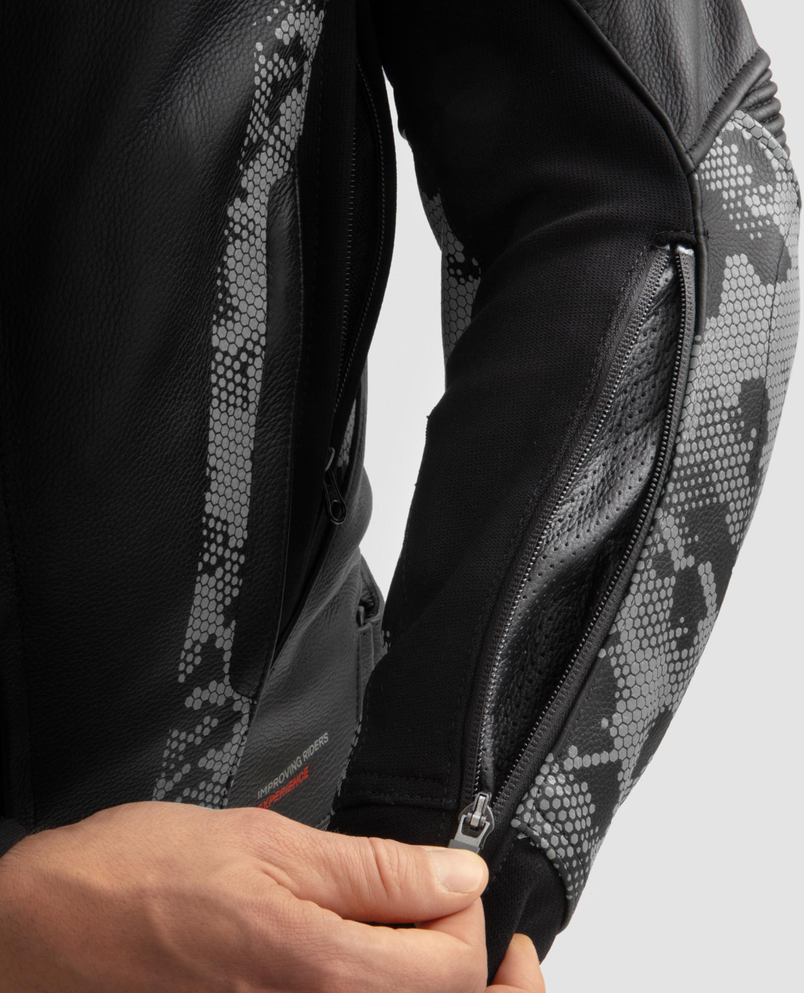 Rebelhorn Veloce Camo Motorrad Lederjacke schwarz/grau/rot 50 Abbildung 5