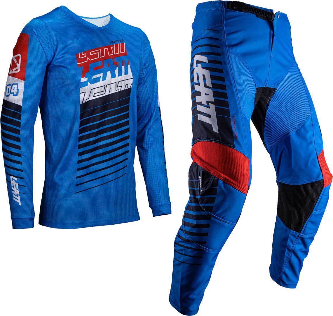 Leatt 3.5 Ride Kit Stripes 2025 Conjunto de camisa e calça de motocross azul L Figura 1