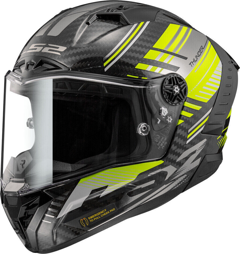 LS2 FF805 Thunder Volt Carbon Casco nero/giallo M (57/58) Figura 1