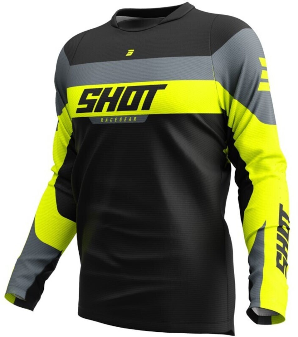 Shot Devo League Motocross Jersey schwarz/grau/gelb L Abbildung 1