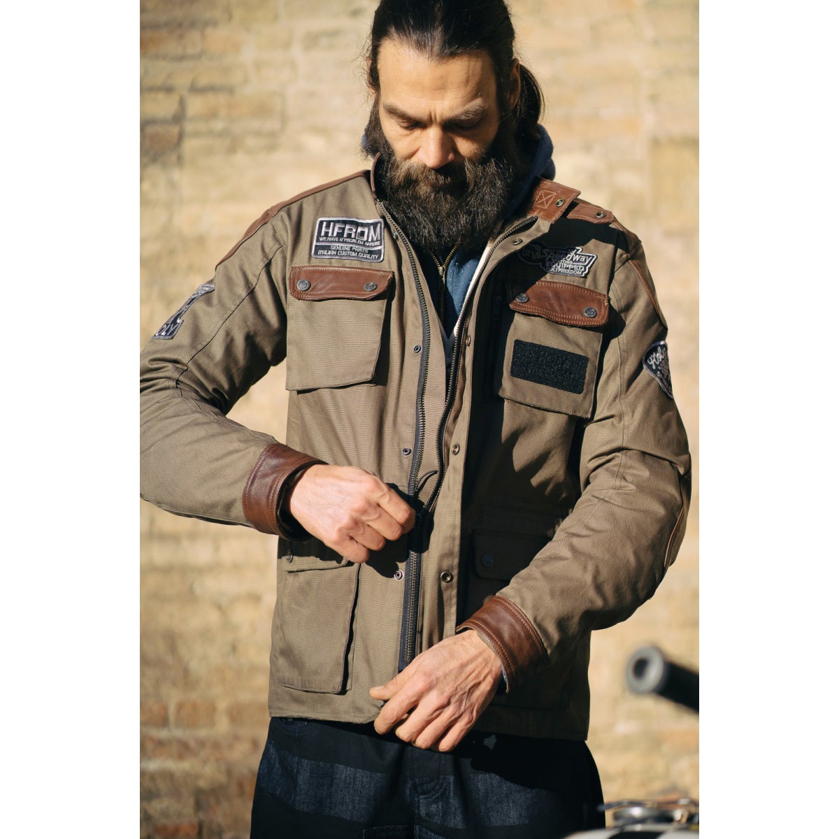 HolyFreedom Quattro Waxed Evo Motorcycle Textile Jacket Khaki XL Figure 11