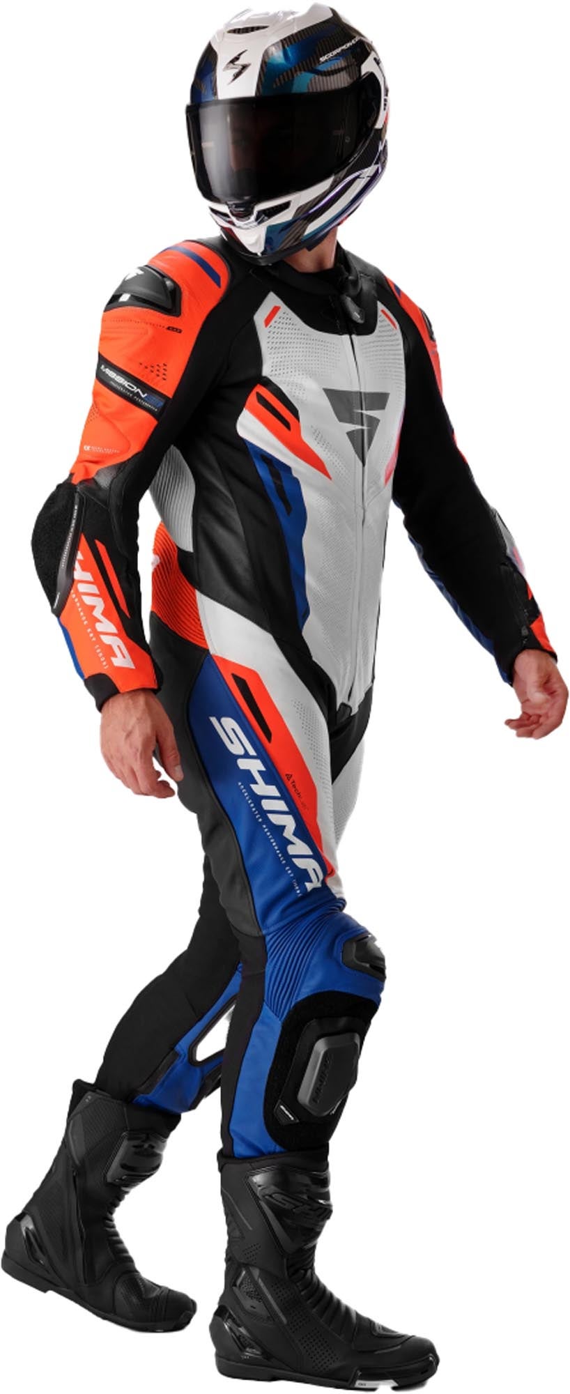 SHIMA Mission RS One Piece Motorcycle Leather Suit blue/white/red 56 Figure 4