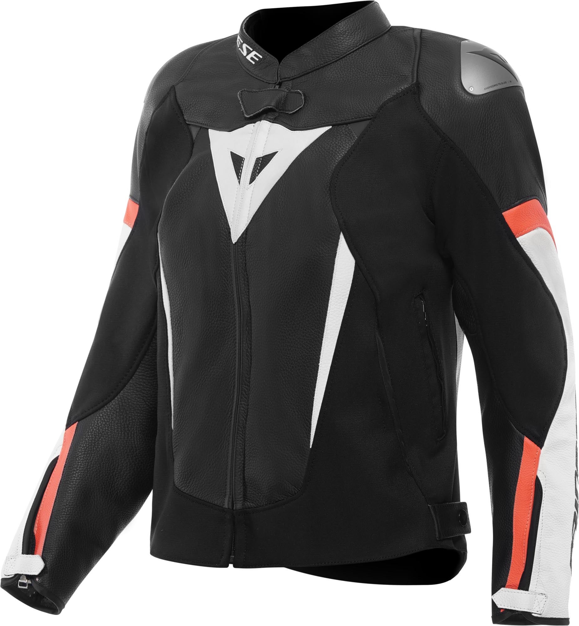 Dainese Avro 6 Veste en cuir moto pour femmes Noir/Blanc/Rouge 42 Figure 1