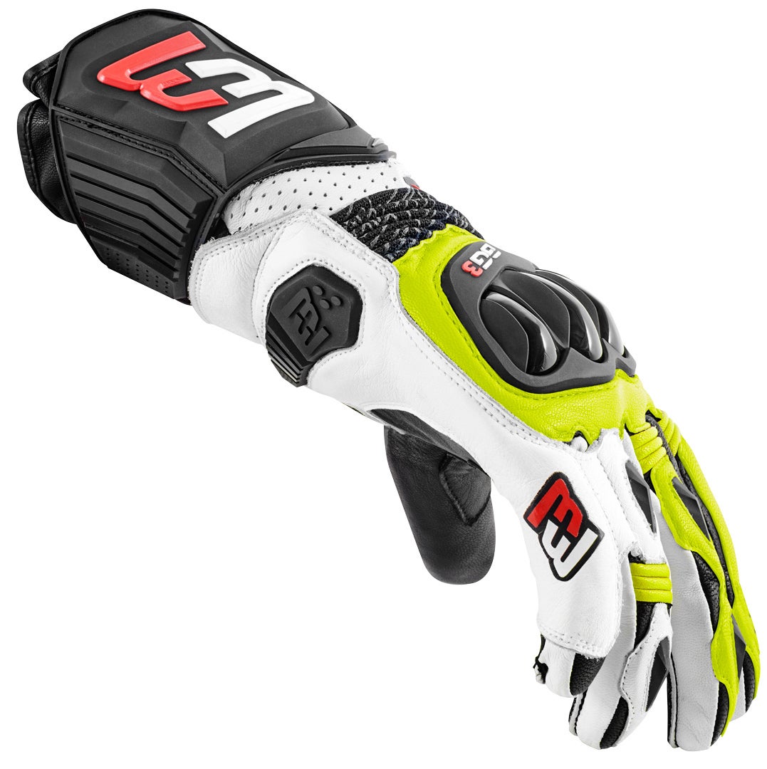 Bogotto Sugello perforerede motorcykelhandsker sort/hvid/neongul XL Figur 3