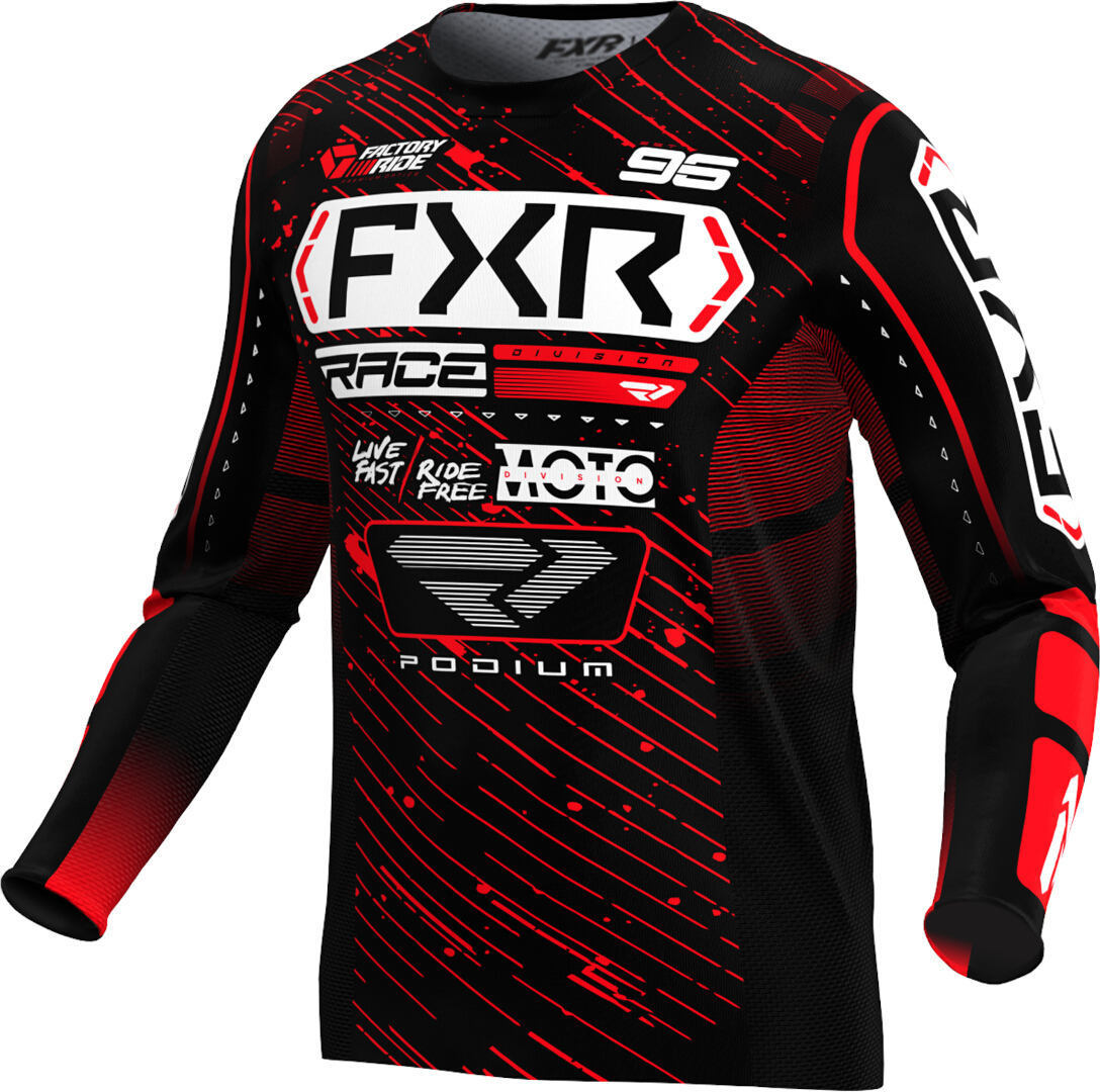 FXR Podium 2025 Tricou de motocross pentru tineret Negru/Roșu/Alb S Figura 1