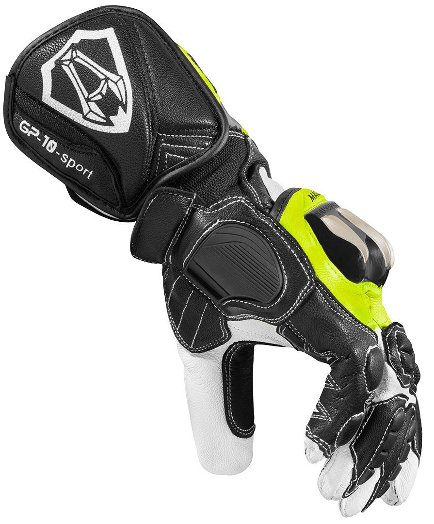 Arlen Ness Yakun Evo Motorcykelhandsker sort/hvid/neongul M Figur 2