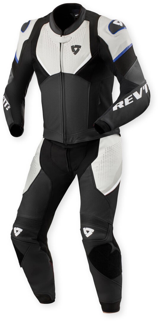 Revit Beta 2 perforierte 2-Teiler Motorrad Lederkombi hellgrau/schwarz/weiß 58 Abbildung 1