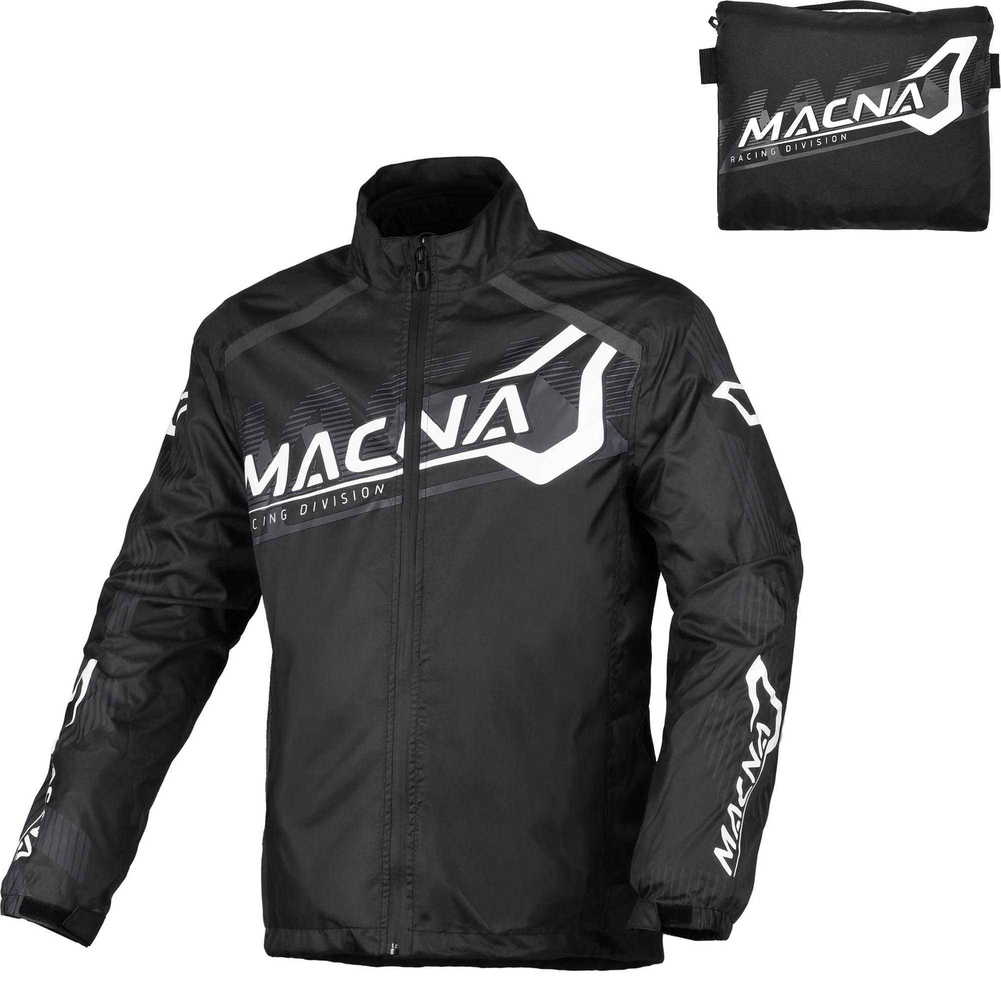 Macna Men's Black/White Rainossi Motorcycle Rainjacket