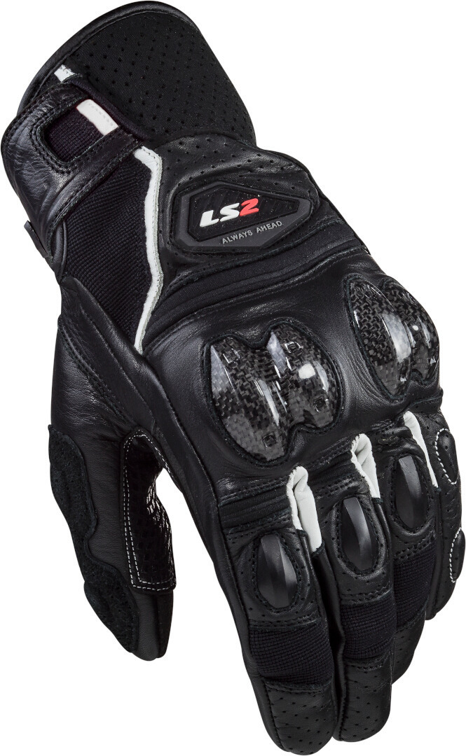 LS2 Spark II Leather perforerede motorcykelhandsker Sort/hvid M Figur 1